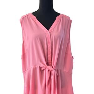 TORRID Sleeveless Blouse Plus Size 3 V-Neck Career Top Solid Pink Georgette